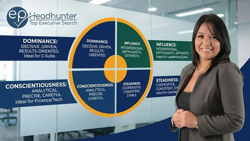 DISC behavioural assessment methodology diagram illustrating the four personality quadrants used in executive hiring