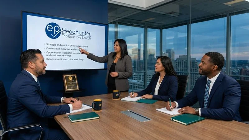 Executive leadership team collaborating on strategic vision representing strong organisational culture and employer brand